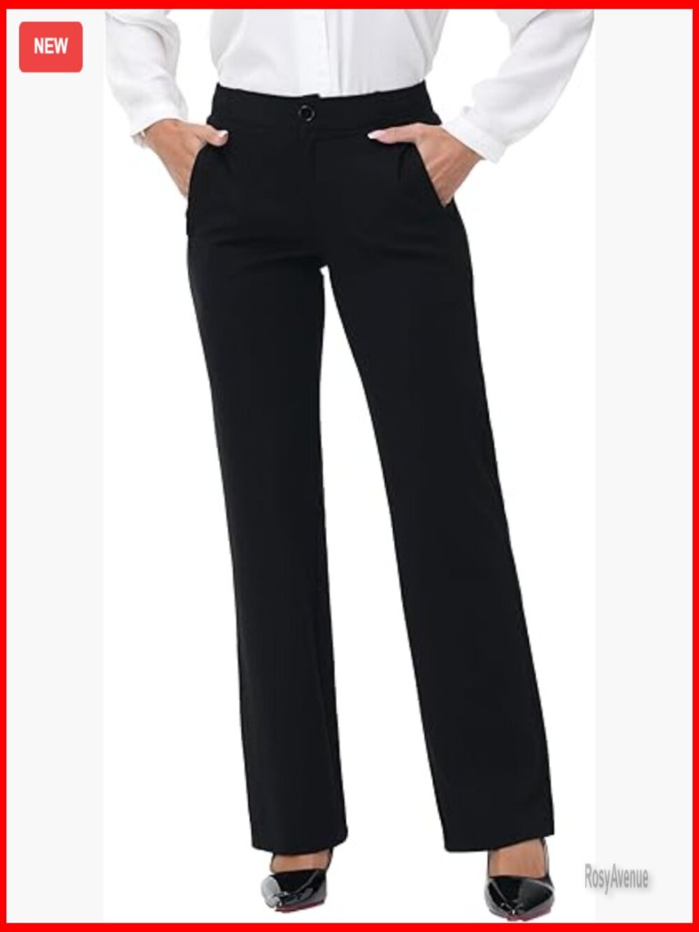 Wide Straight Leg Dress Pants with Pockets, 3 Inseam Options
